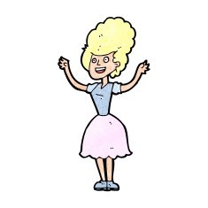 cartoon happy 1950's woman N13