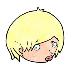 cartoon female face with raised eyebrow N12