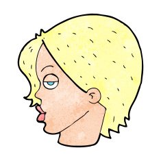cartoon woman raising eyebrow N19