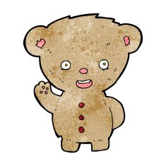 cartoon teddy bear waving N21
