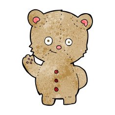cartoon teddy bear waving N22