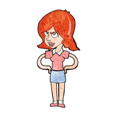 cartoon annoyed woman with hands on hips N13