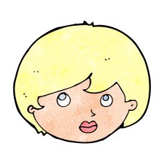 cartoon female face looking upwards N12