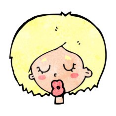 cartoon woman with eyes closed N13
