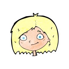 cartoon happy female face N233