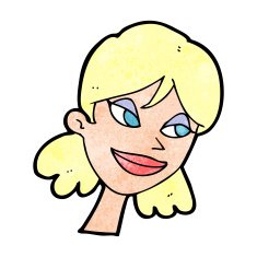 cartoon happy female face N235