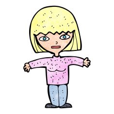 cartoon woman with open arms N130