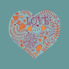 Floral heart of flowers Doodle N6