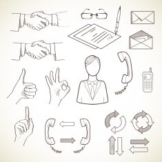 Set of communication icons isolated on light background