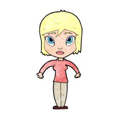 cartoon woman shrugging shoulders N624