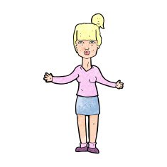 cartoon woman shrugging shoulders N625