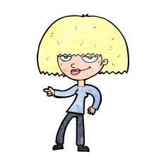 cartoon happy woman pointing N90
