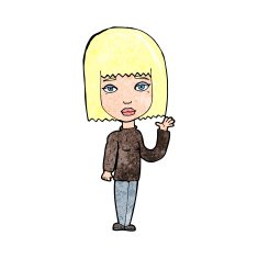 Cartoon Woman Waving N437