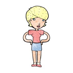 cartoon woman with hands on hips N293