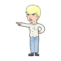cartoon woman pointing finger of blame N14