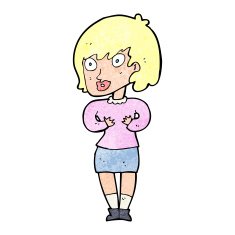 cartoon woman making Who Me? gesture N62