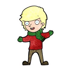 cartoon boy in winter clothes N14