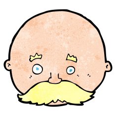 cartoon bald man with mustache N25