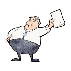 cartoon boss waving papers N13