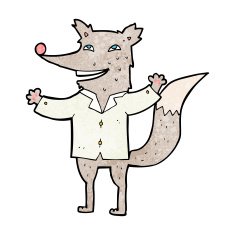 cartoon happy wolf wearing shirt N9