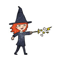 cartoon witch girl casting spell N28