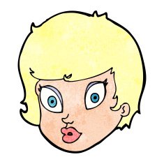 cartoon surprised female face N83