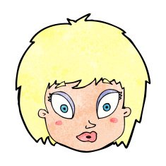 cartoon surprised female face N84