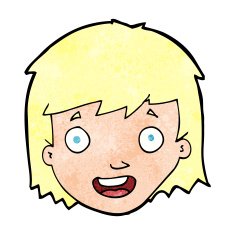 cartoon happy female face N236