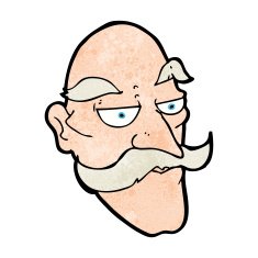 cartoon old man face N15