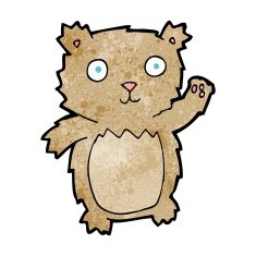 cartoon waving teddy bear N51