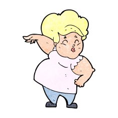 cartoon happy overweight lady N11