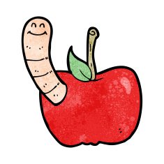 Cartoon Apple With Worm N73