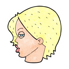cartoon female face with narrowed eyes N5