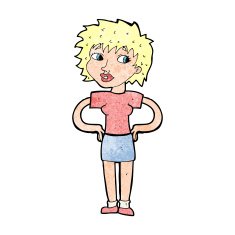 cartoon woman with hands on hips N294