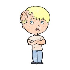 cartoon boy with growth on head N49