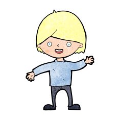 cartoon waving boy N27