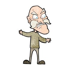 cartoon angry old man N196