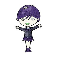cartoon waving vampire girl N26