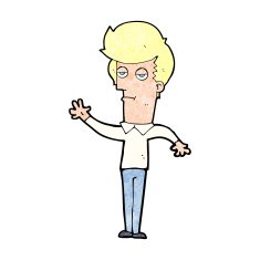 cartoon bored man waving N12