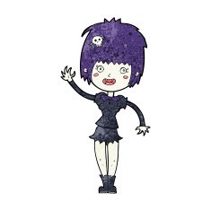 cartoon waving vampire girl N27