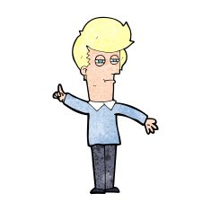 cartoon man narrowing eyes N44