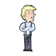 cartoon boy with folded arms N26