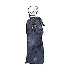 cartoon skeleton in black robe N9