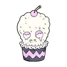 spooky skull cupcake cartoon N13