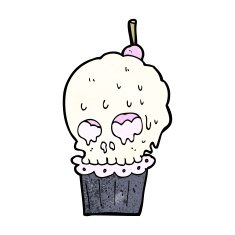 cartoon spooky skull cupcake N13
