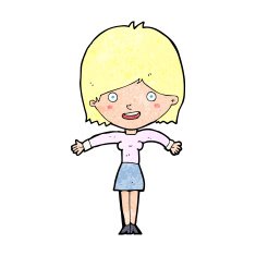 cartoon excited woman N177