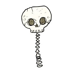 cartoon spooky skull and spine N13