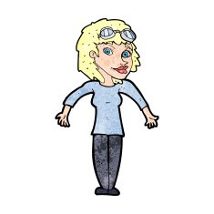 cartoon woman wearing goggles N13