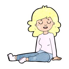 cartoon happy woman sitting on floor N25