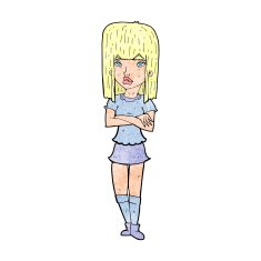 cartoon girl with crossed arms N14